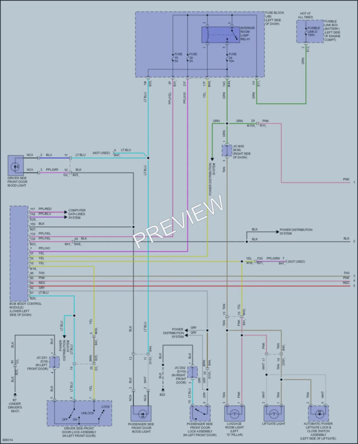 2024 Mitsubishi Outlander Interior Lights wiring diagram preview