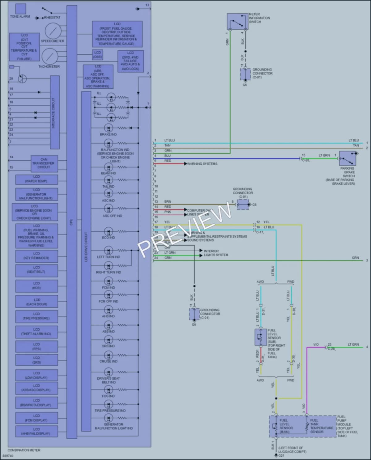 2024 Mitsubishi OutlanderSport Instrument Cluster wiring diagram preview