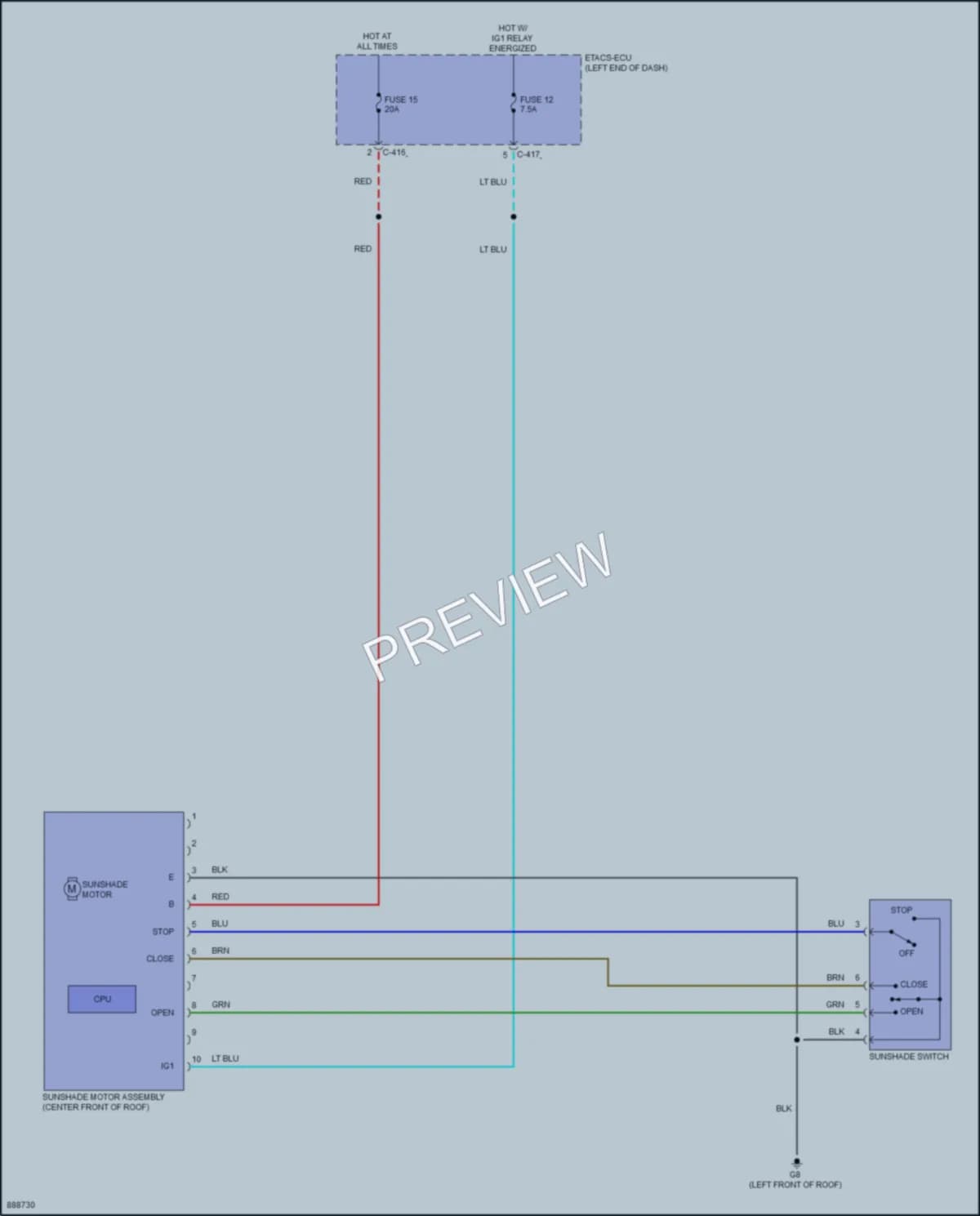 2024 Mitsubishi OutlanderSport Power Top Sunroof wiring diagram preview