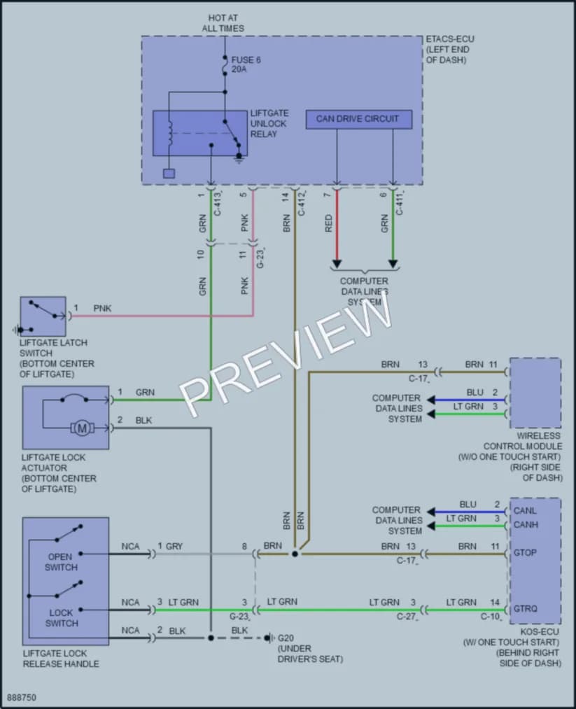 2024 Mitsubishi OutlanderSport Trunk Tailgate Fuel Door wiring diagram preview