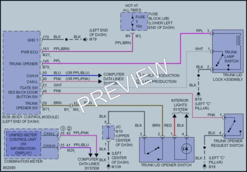2024 Nissan Altima Trunk Tailgate Fuel Door wiring diagram preview