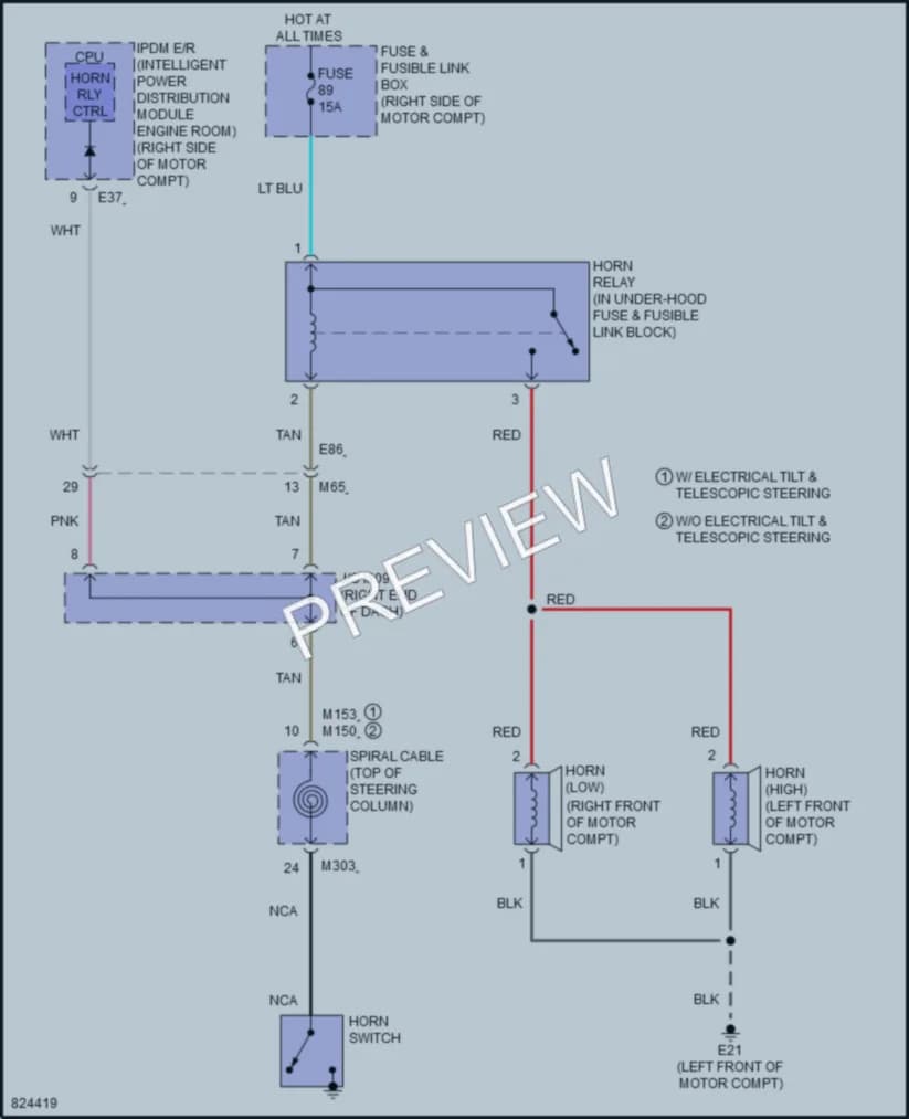 2024 Nissan Ariya Horn wiring diagram preview