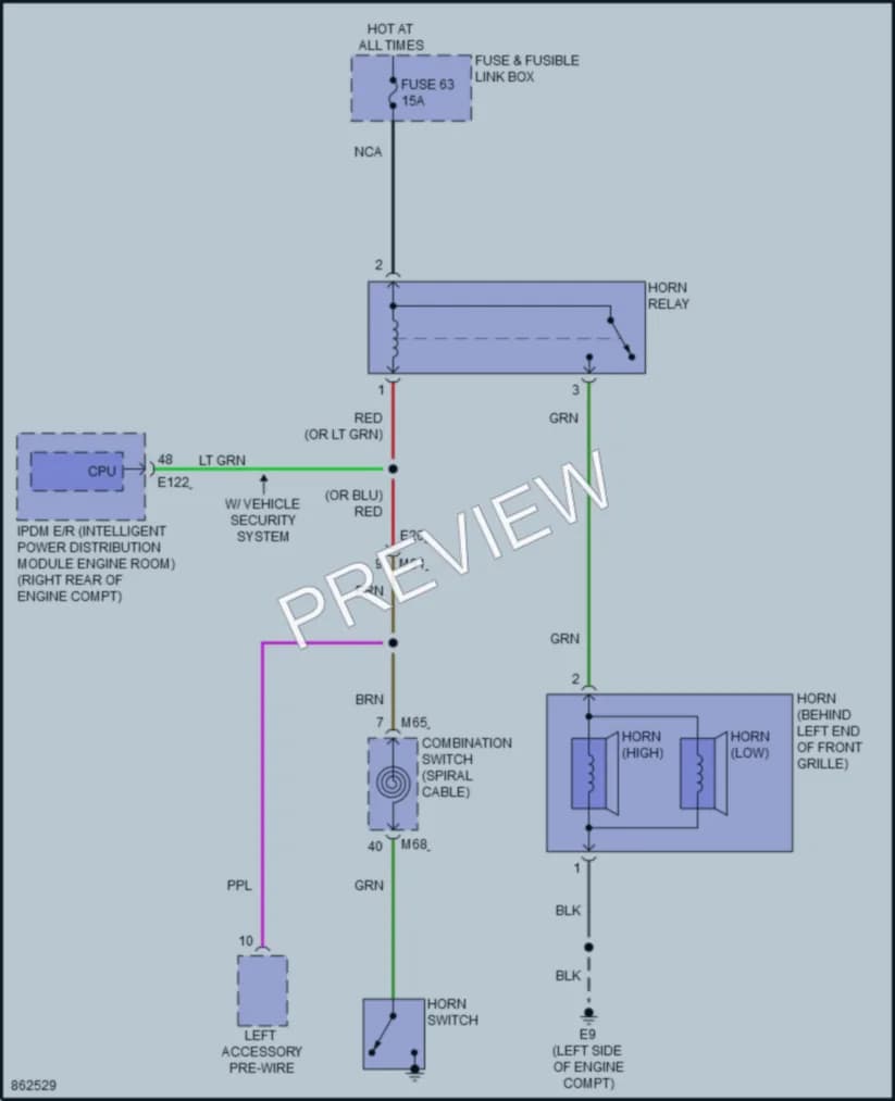 2024 Nissan Frontier Horn wiring diagram preview