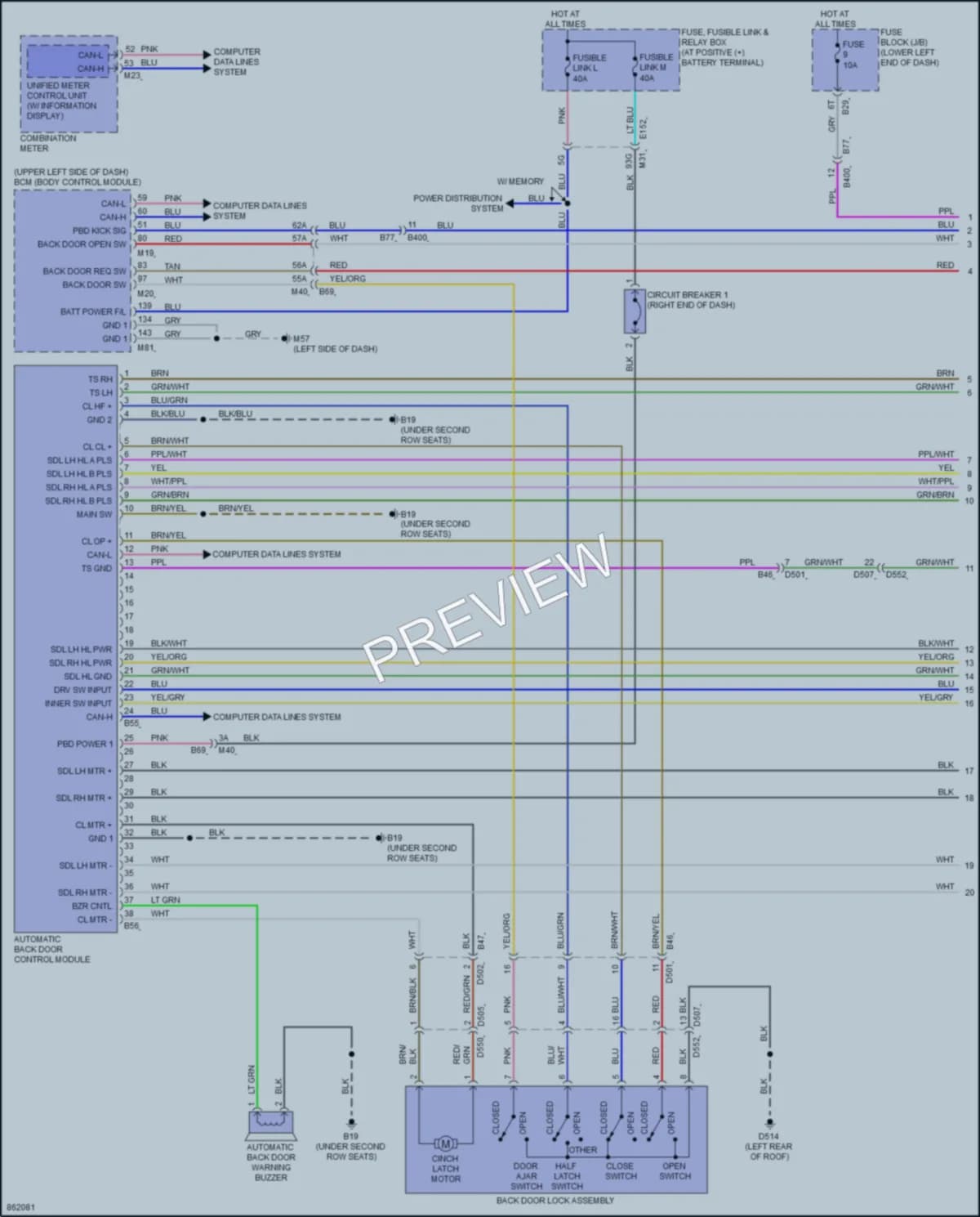 2024 Nissan Murano Trunk Tailgate Fuel Door wiring diagram preview