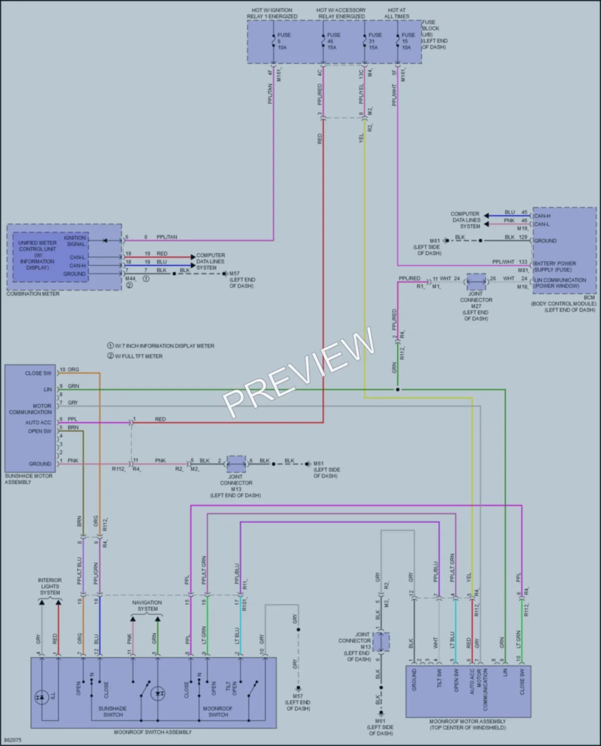 2024 Nissan Pathfinder Power Top Sunroof wiring diagram preview