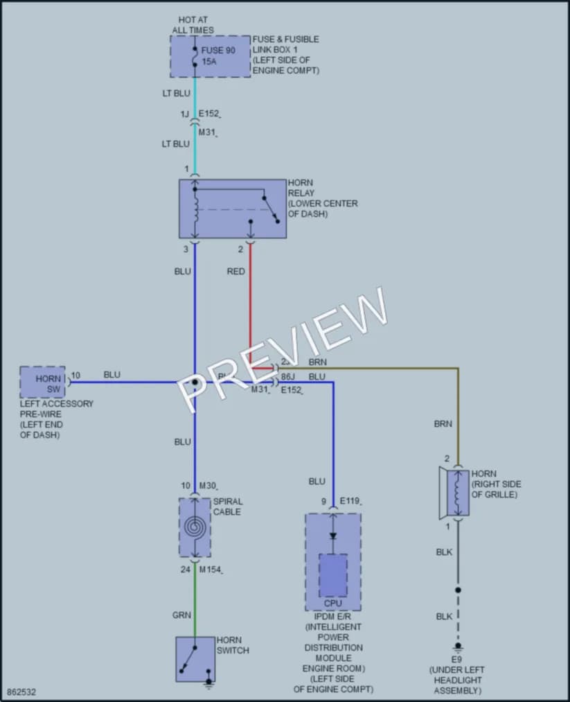 2024 Nissan Rogue Horn wiring diagram preview