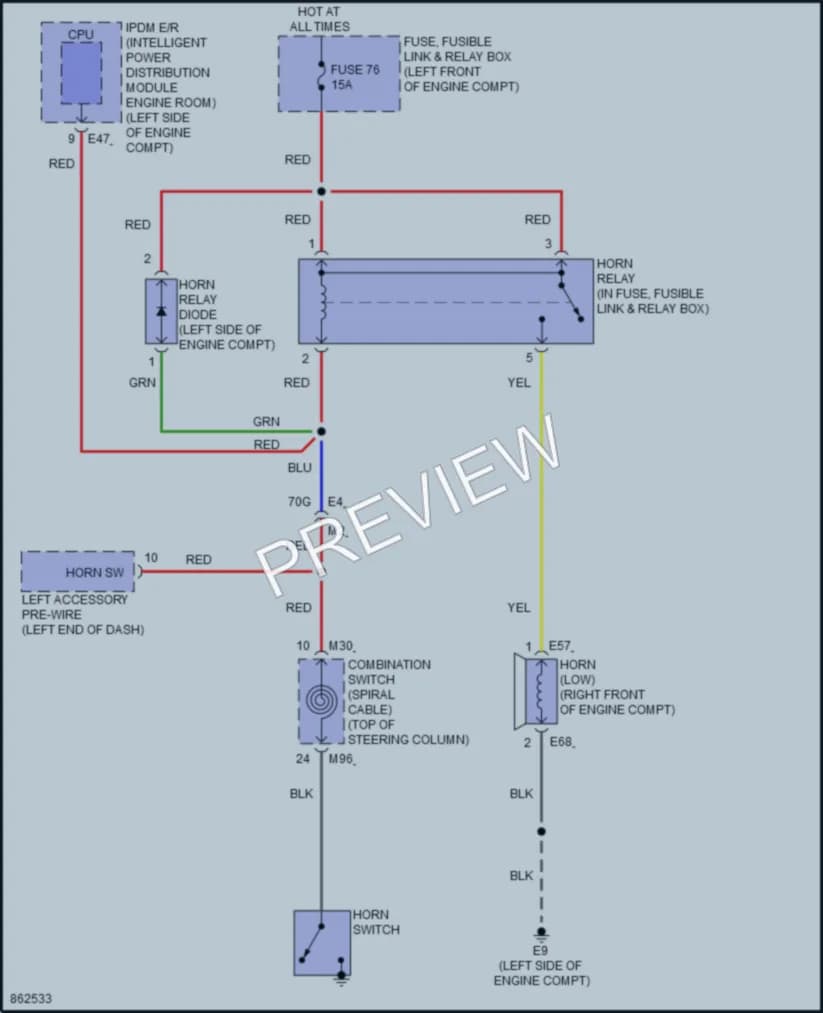 2024 Nissan Sentra Horn wiring diagram preview
