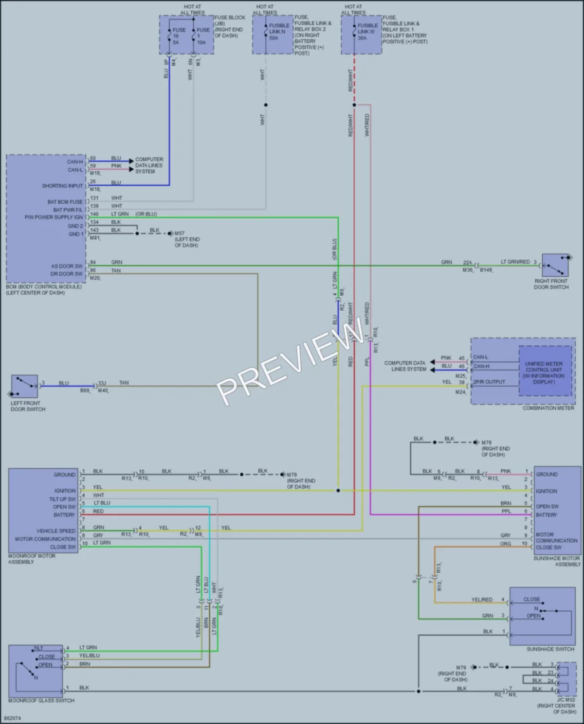 2024 Nissan Titan Power Top Sunroof wiring diagram preview