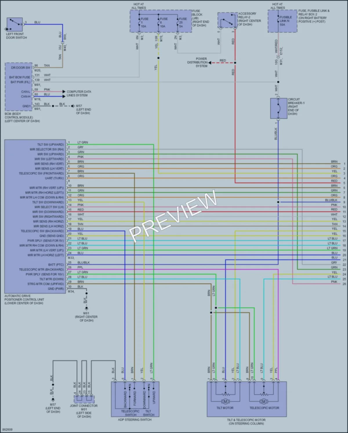 2024 Nissan TitanXD Memory Systems wiring diagram preview