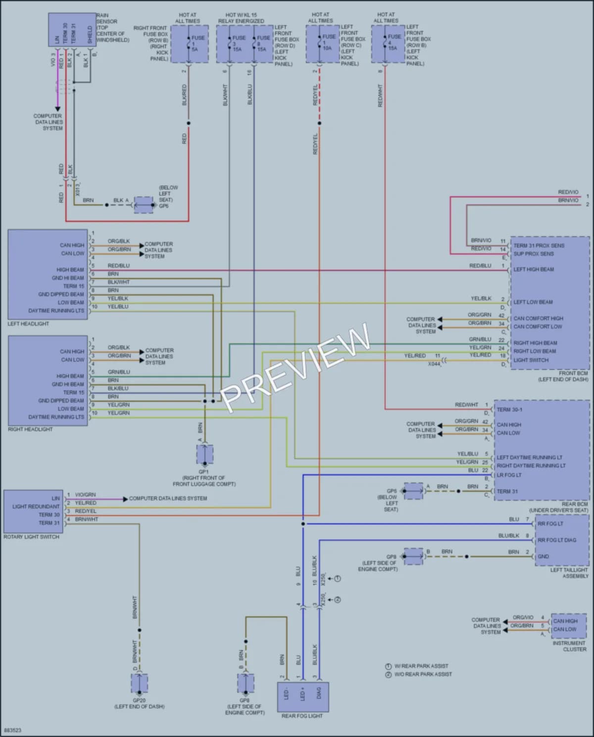 2024 Porsche 718Boxster Headlights wiring diagram preview