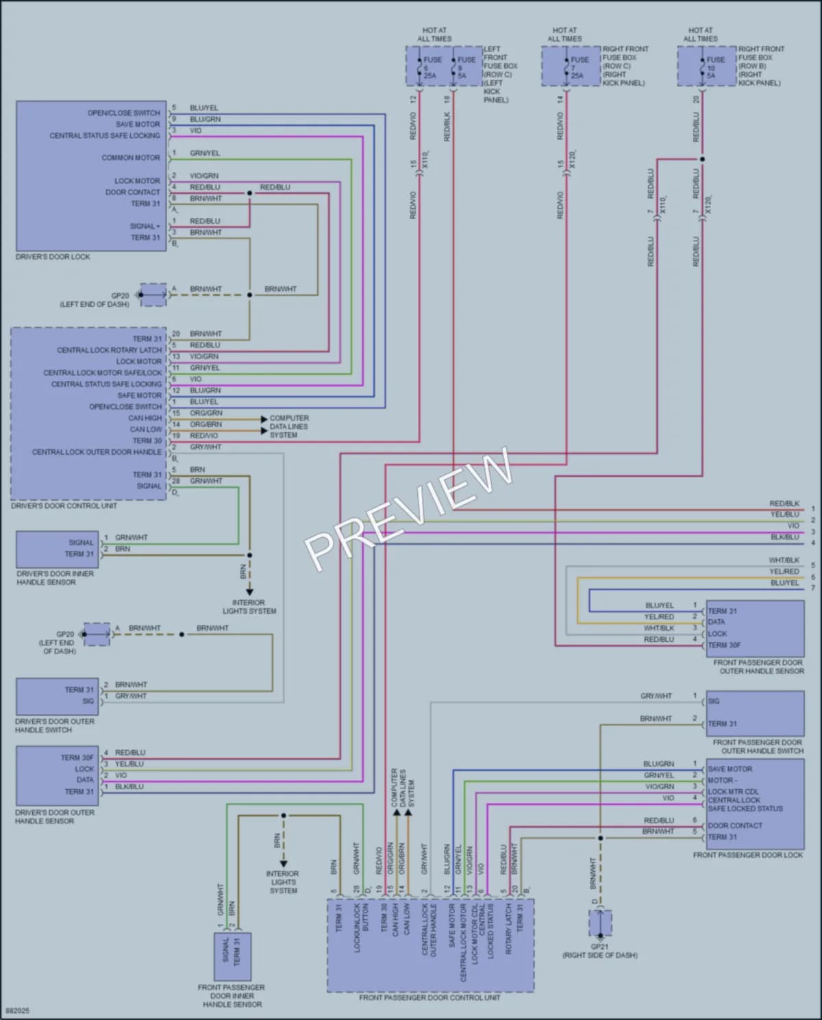 2024 Porsche 718Boxster Power Door Locks wiring diagram preview