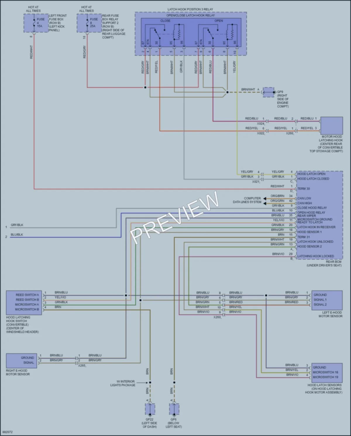 2024 Porsche 718Boxster Power Top Sunroof wiring diagram preview
