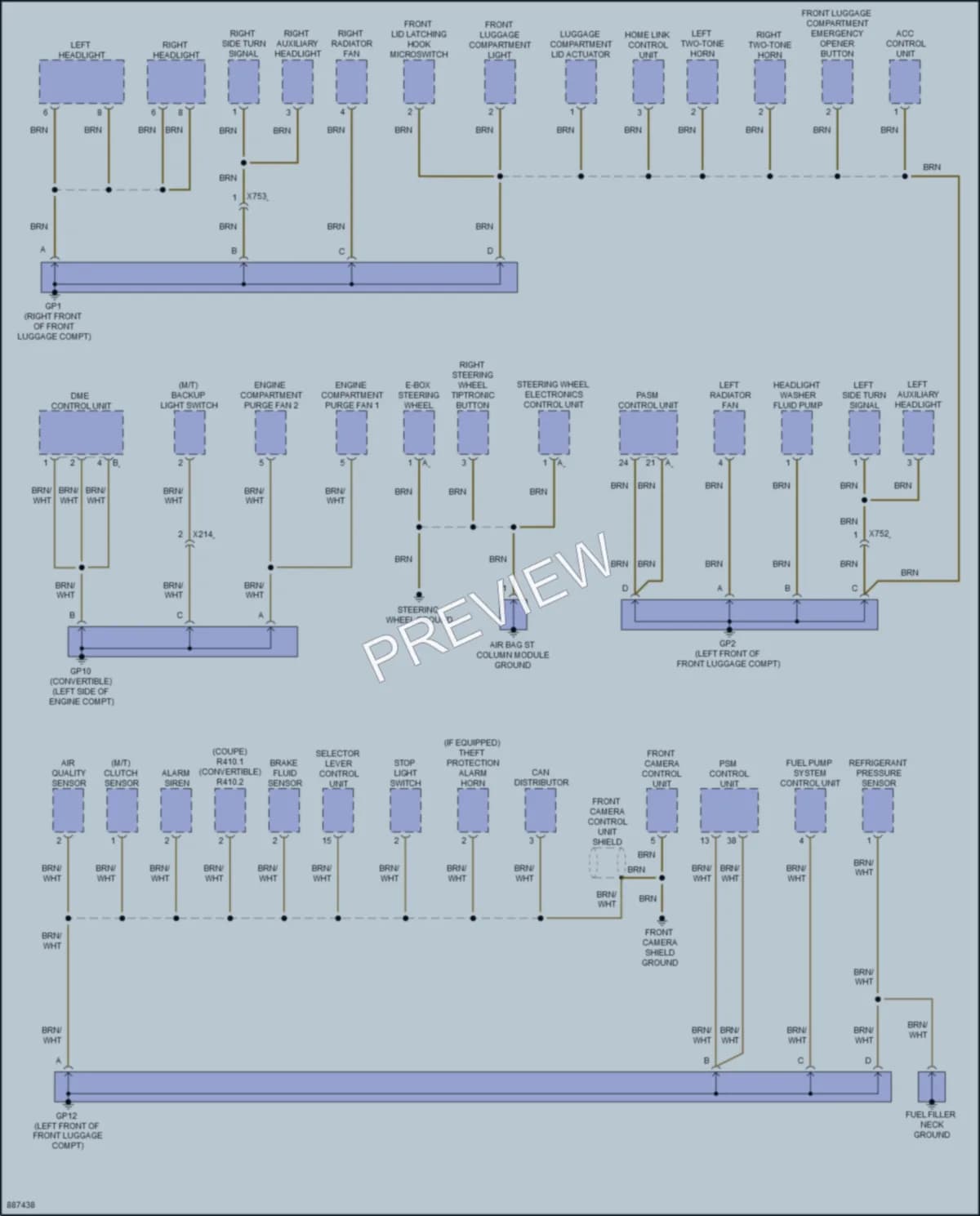 2024 Porsche 718Cayman Ground Distribution wiring diagram preview