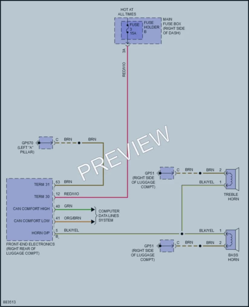 2024 Porsche 911 Horn wiring diagram preview