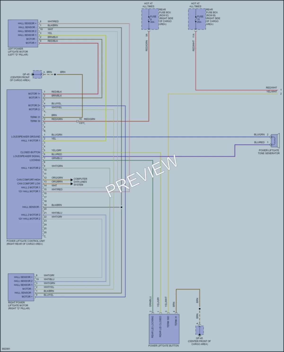 2024 Porsche Macan Trunk Tailgate Fuel Door wiring diagram preview