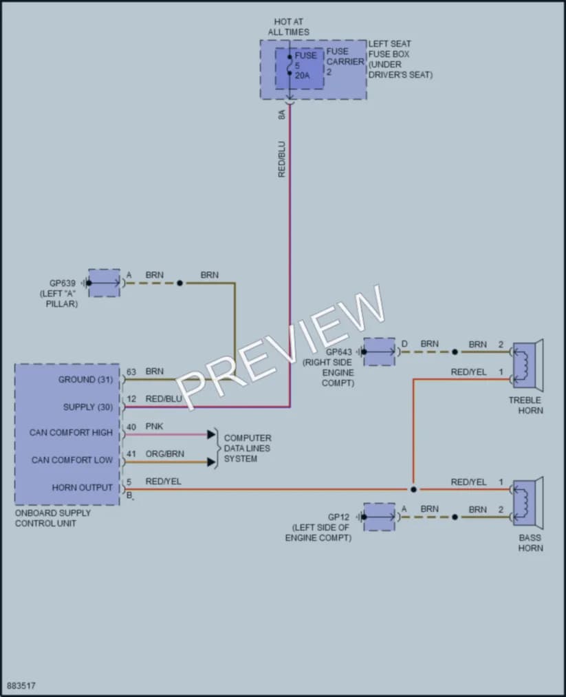 2024 Porsche Panamera Horn wiring diagram preview