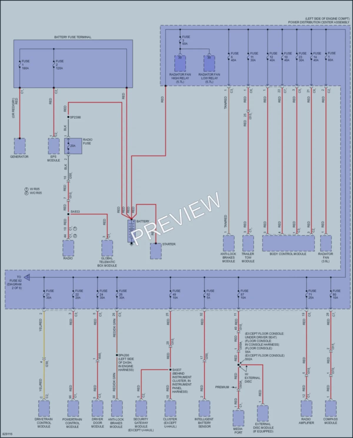 2024 Ram 1500Classic Power Distribution wiring diagram preview