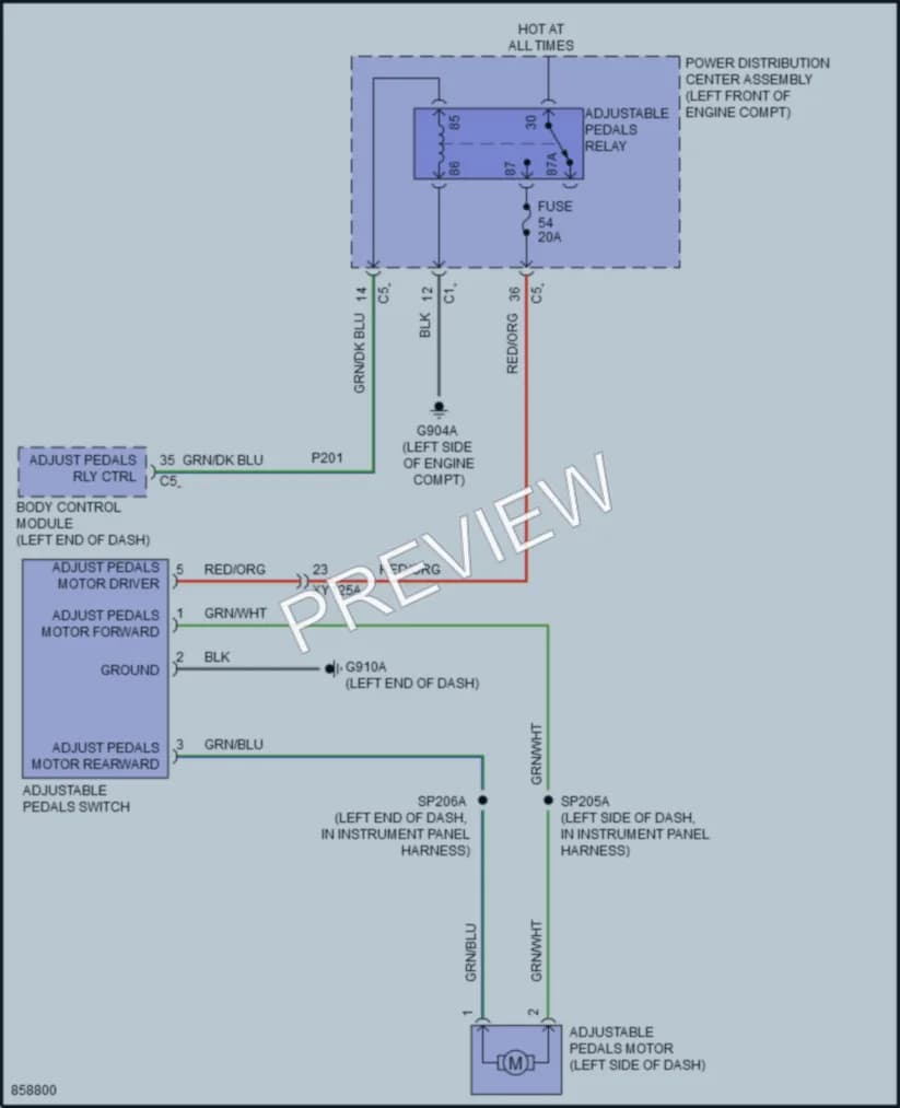 2024 Ram 2500 Power Seats wiring diagram preview