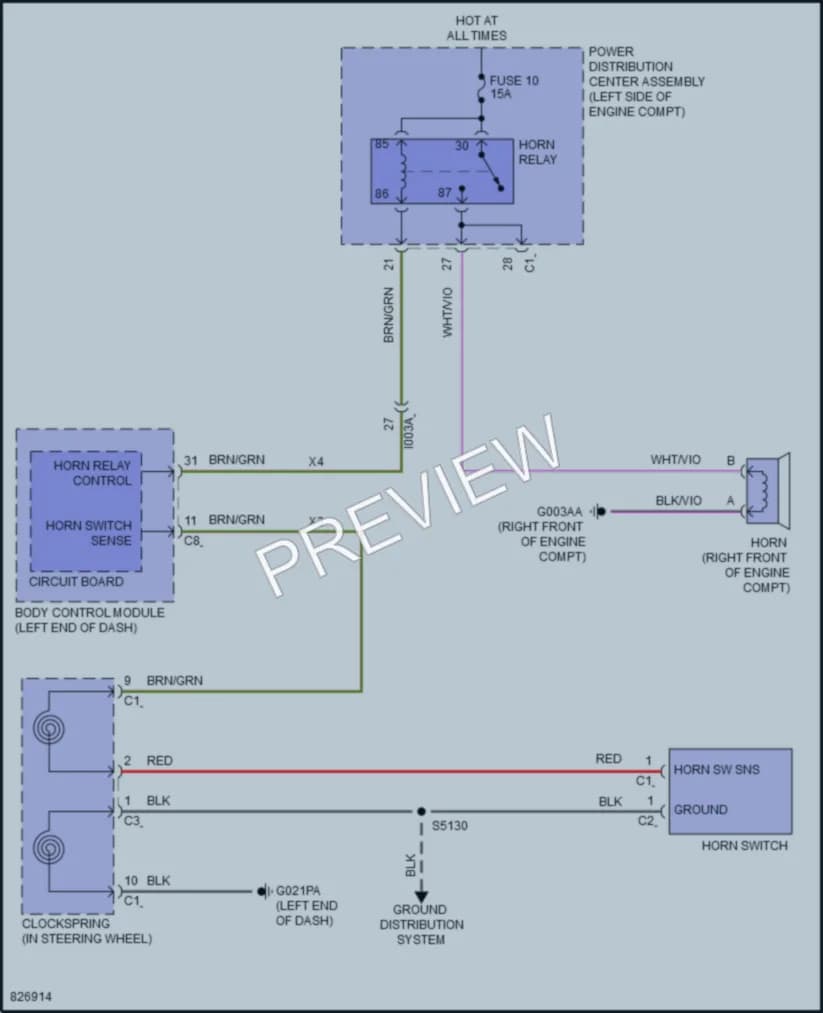 2024 Ram 2500ProMaster Horn wiring diagram preview