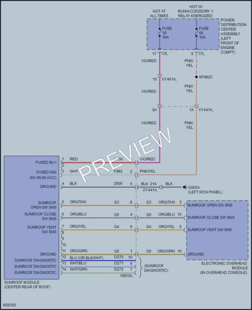 2024 Ram 3500 Power Top Sunroof wiring diagram preview