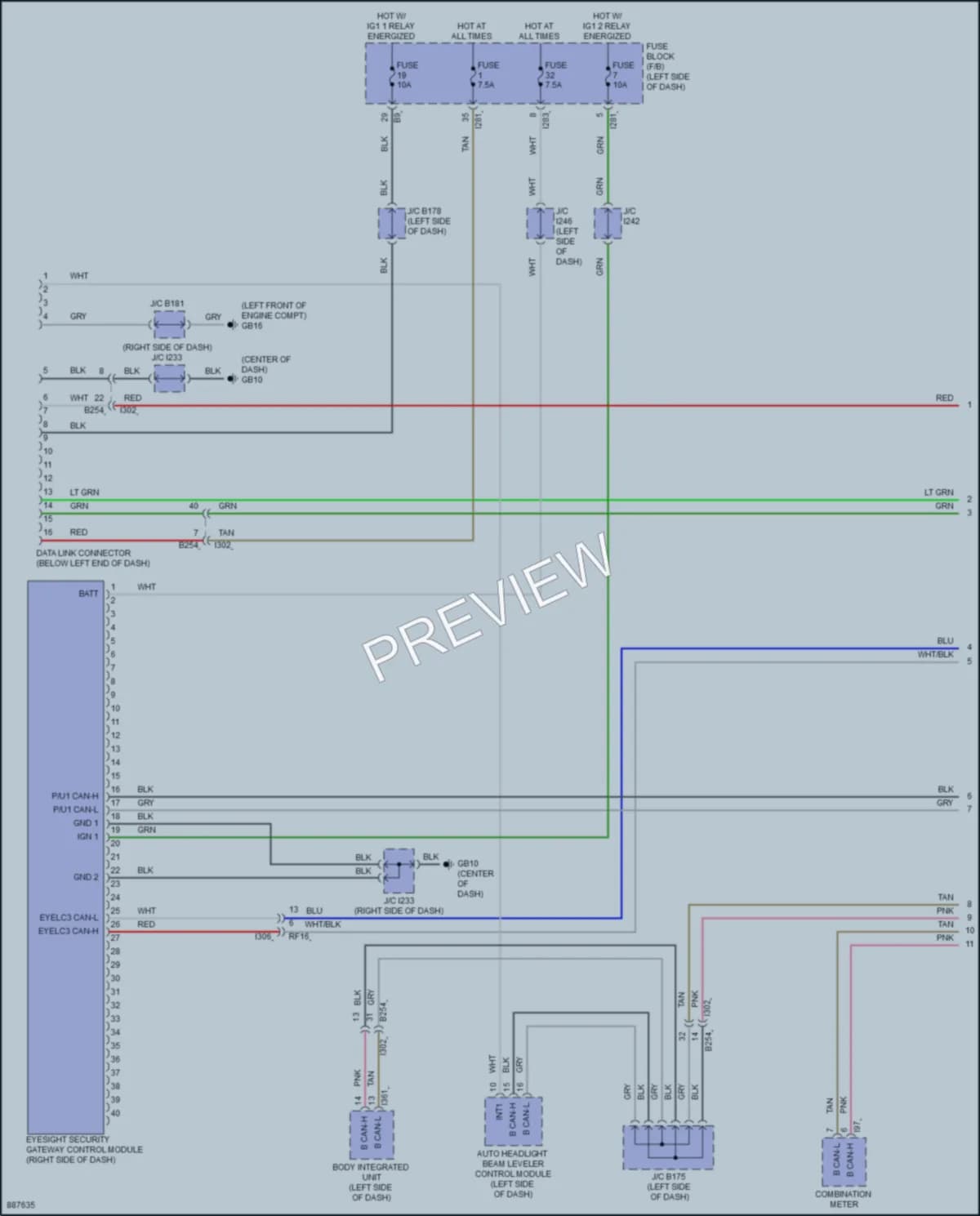 2024 Subaru BRZ Computer Data Lines wiring diagram preview