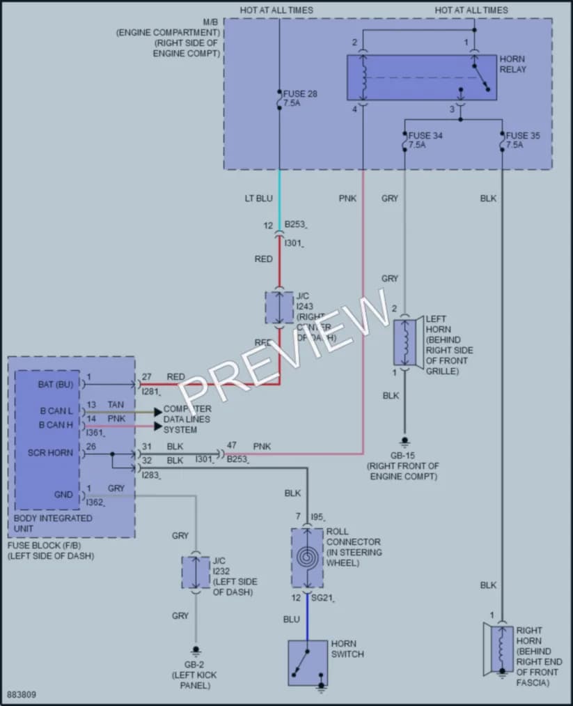 2024 Subaru BRZ Horn wiring diagram preview