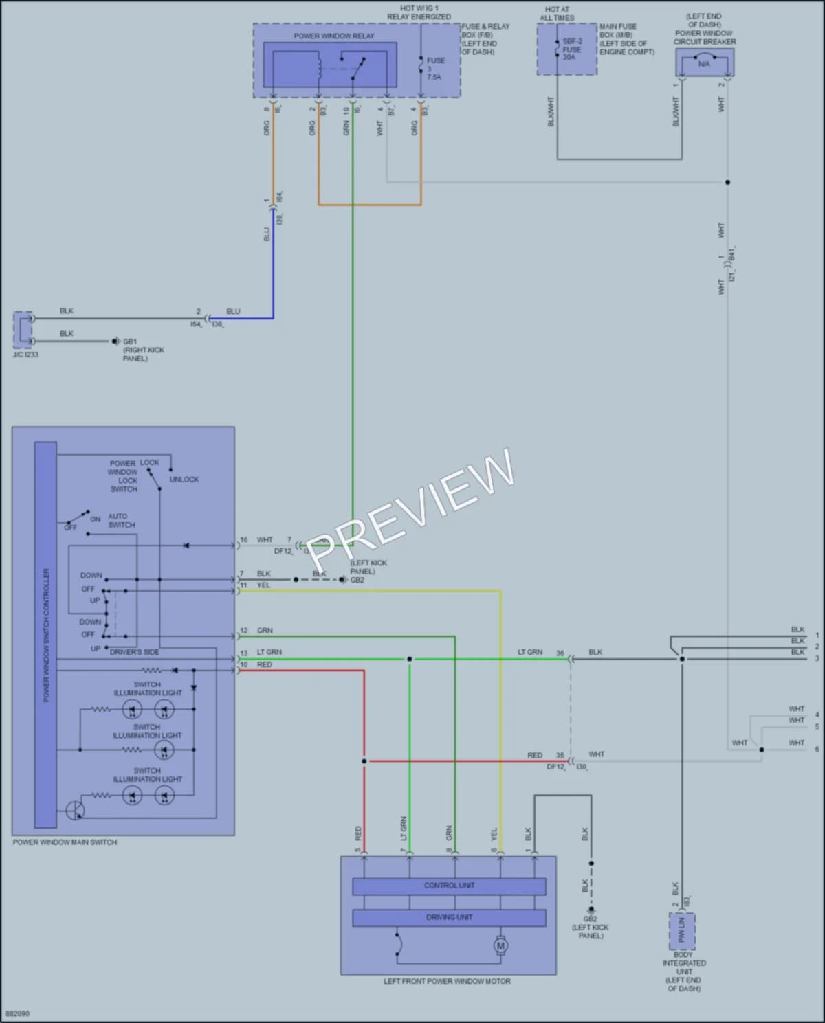 2024 Subaru Outback Power Windows wiring diagram preview