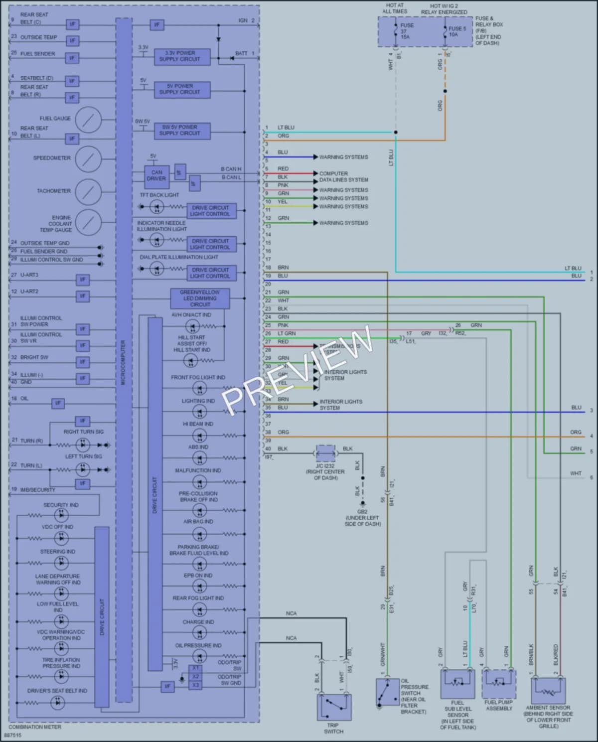 2024 Subaru WRX Instrument Cluster wiring diagram preview