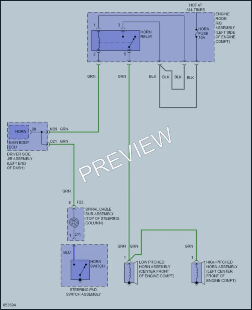 2024 Toyota 4Runner Horn wiring diagram preview