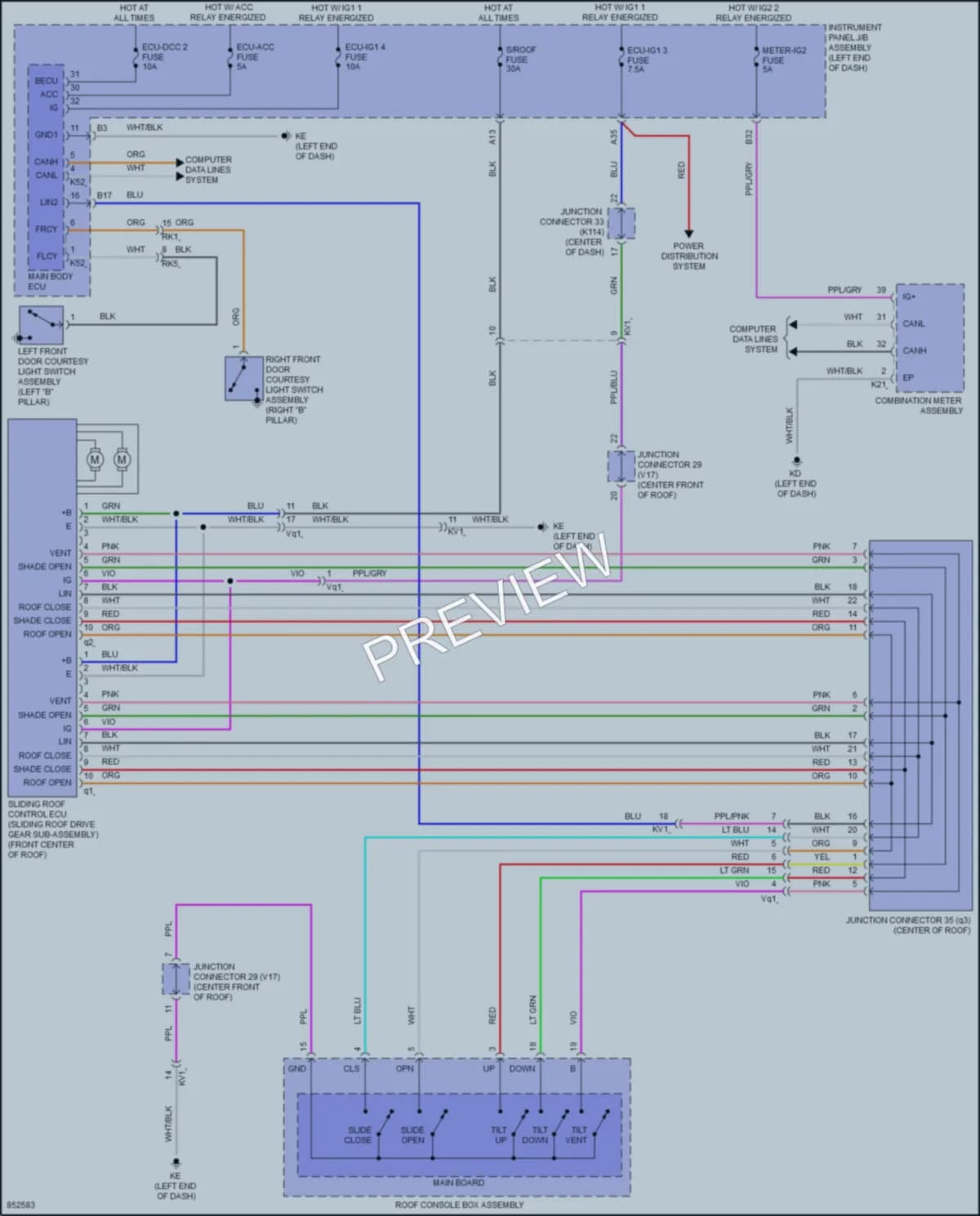 2024 Toyota Camry Power Top Sunroof wiring diagram preview