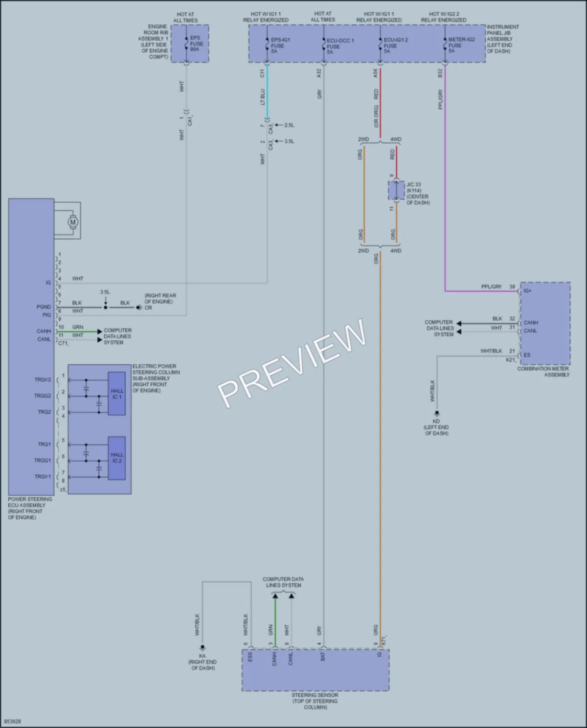 2024 Toyota CamryHybrid Electronic Power Steering wiring diagram preview