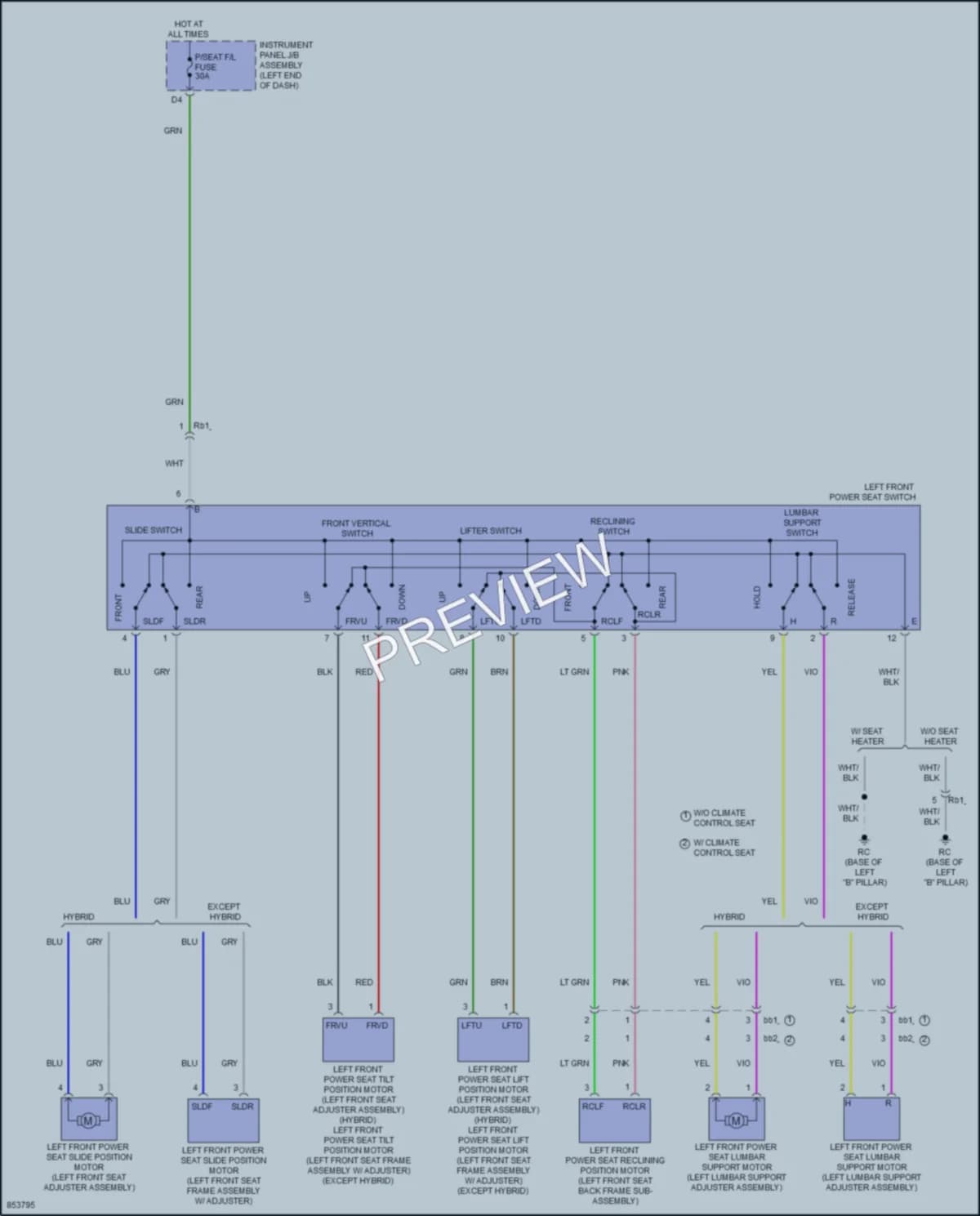 2024 Toyota CamryHybrid Power Seats wiring diagram preview