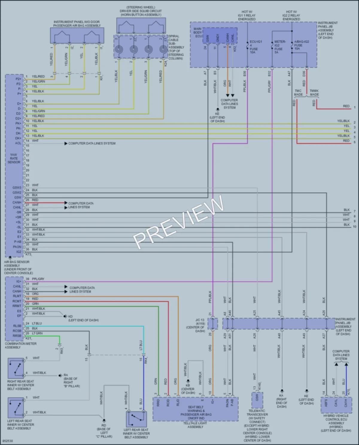 2024 Toyota CamryHybrid Supplemental Restraints wiring diagram preview