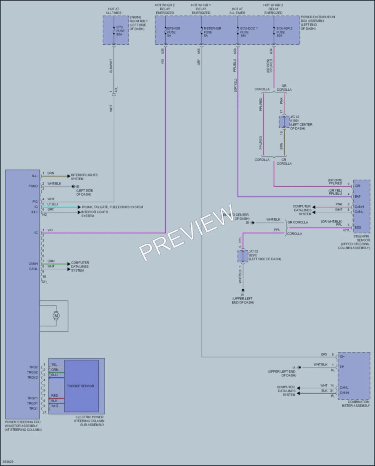 2024 Toyota Corolla Electronic Power Steering wiring diagram preview