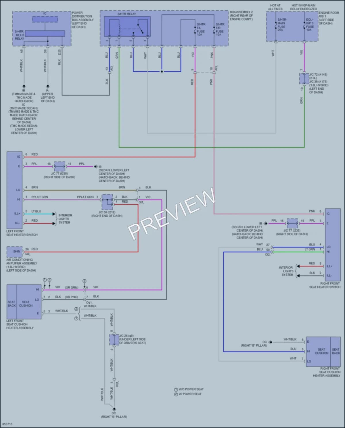 2024 Toyota Corolla Power Seats wiring diagram preview