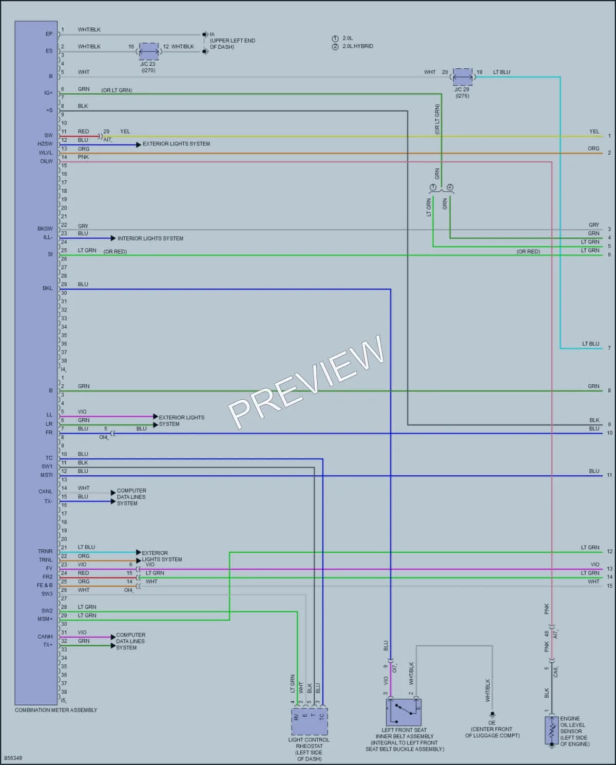 2024 Toyota CorollaCross Instrument Cluster wiring diagram preview