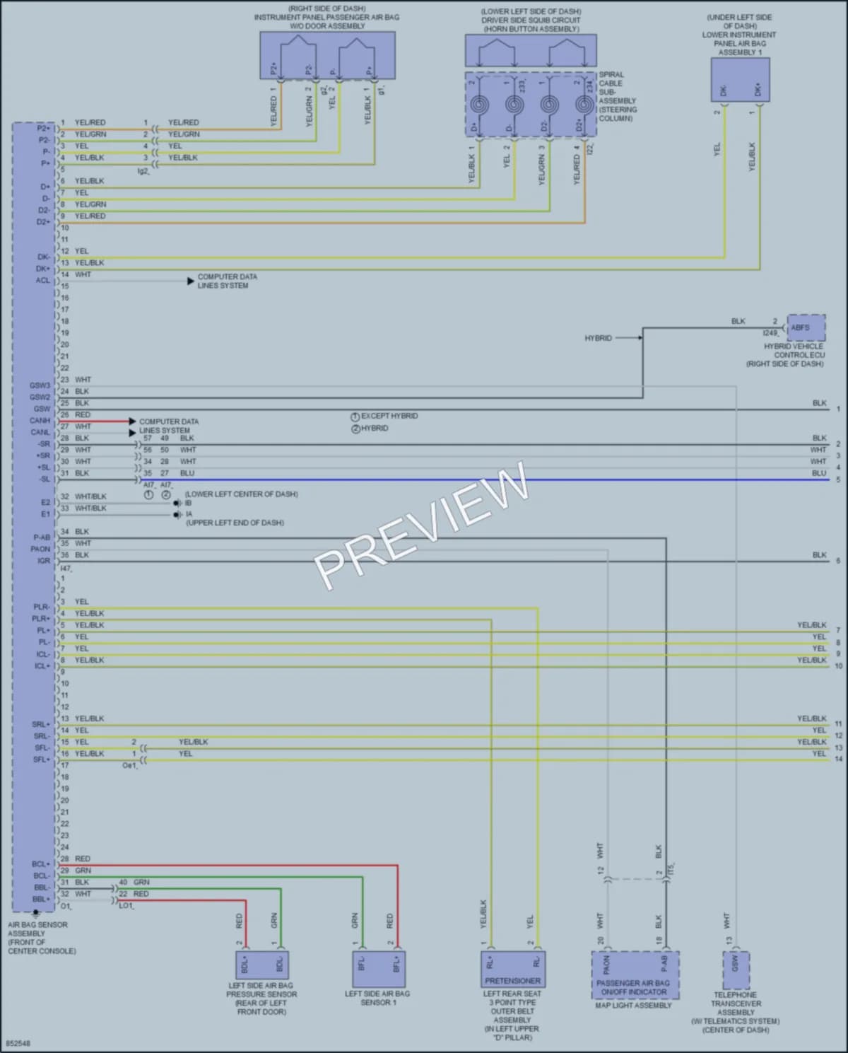 2024 Toyota CorollaCross Supplemental Restraints wiring diagram preview