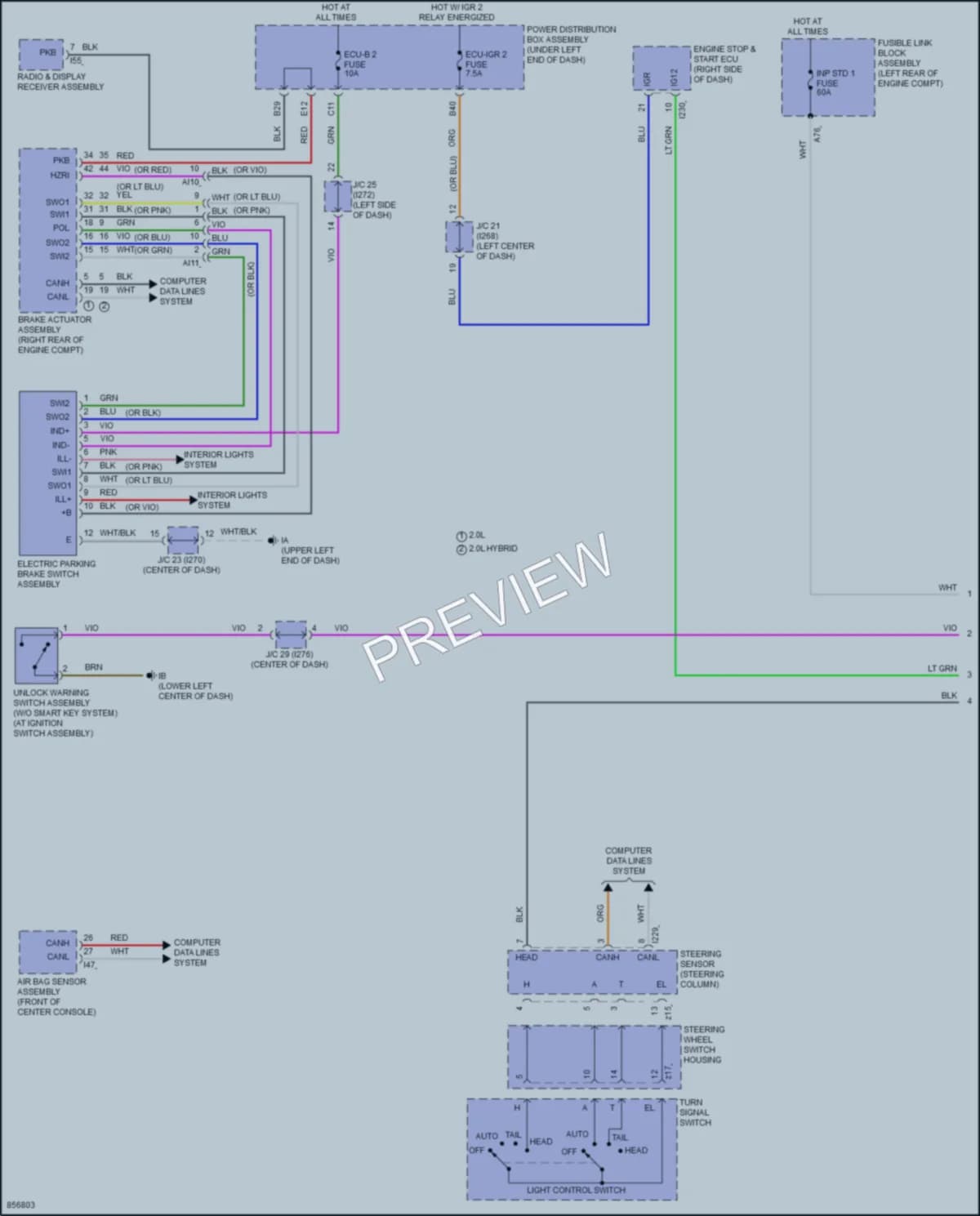 2024 Toyota CorollaCross Warning Systems wiring diagram preview