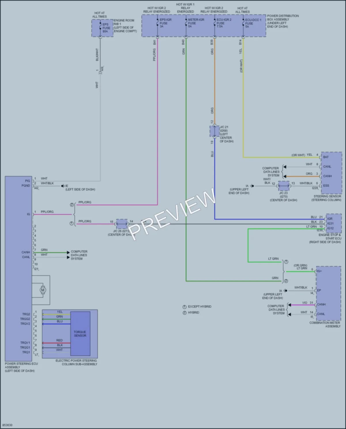 2024 Toyota CorollaCrossHybrid Electronic Power Steering wiring diagram preview