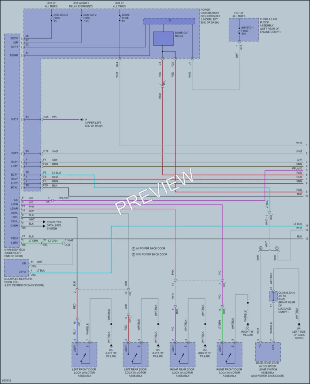 2024 Toyota CorollaCrossHybrid Interior Lights wiring diagram preview
