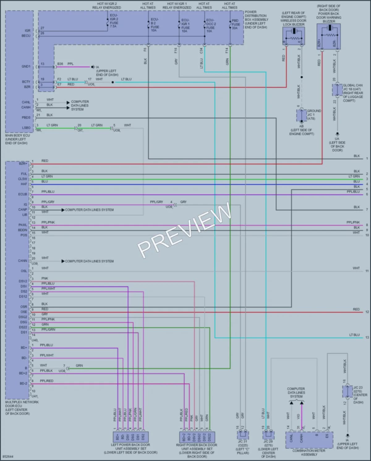 2024 Toyota CorollaCrossHybrid Trunk Tailgate Fuel Door wiring diagram preview