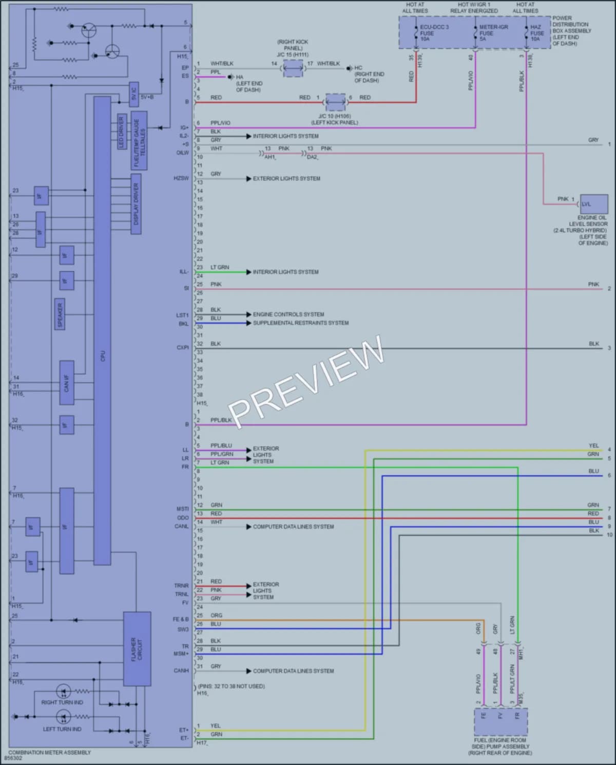 2024 Toyota CrownHybrid Instrument Cluster wiring diagram preview