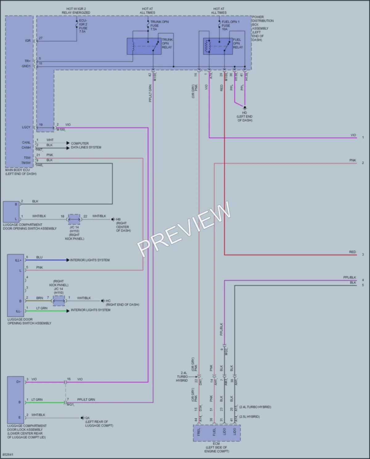 2024 Toyota CrownHybrid Trunk Tailgate Fuel Door wiring diagram preview