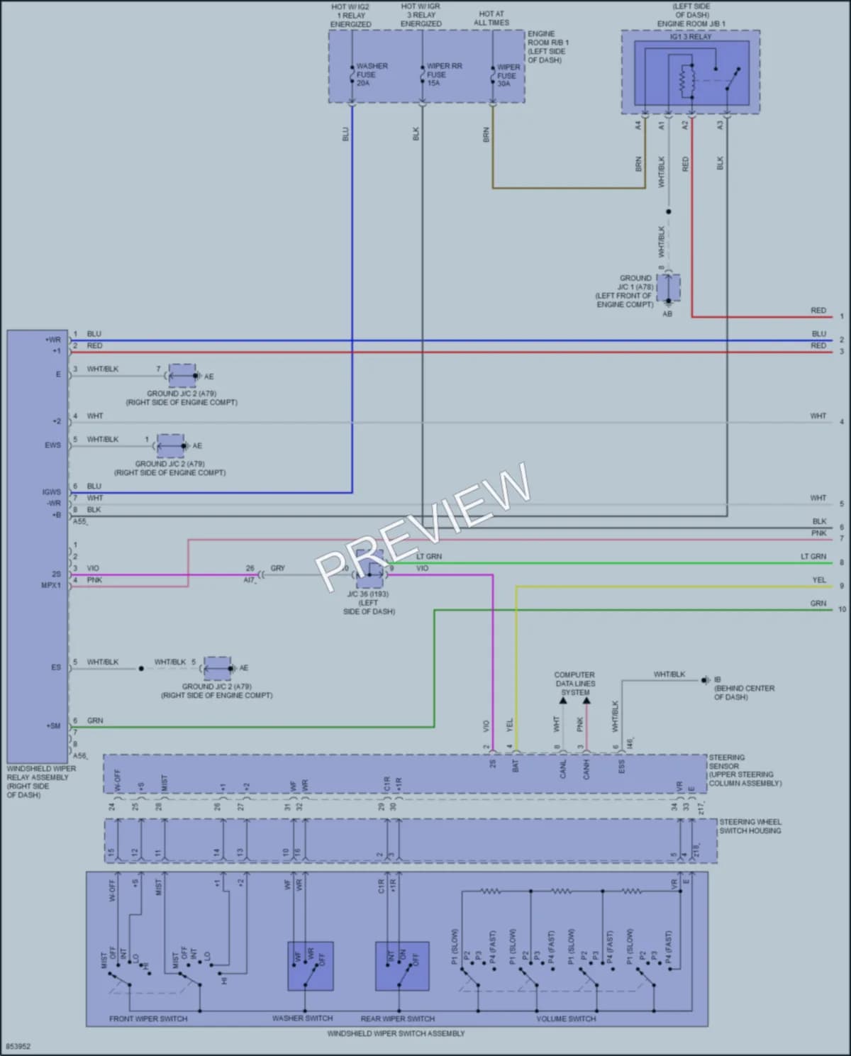2024 Toyota GRCorolla Wiper Washer wiring diagram preview