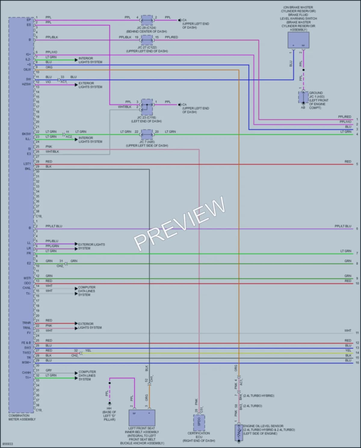 2024 Toyota GrandHighlander Instrument Cluster wiring diagram preview