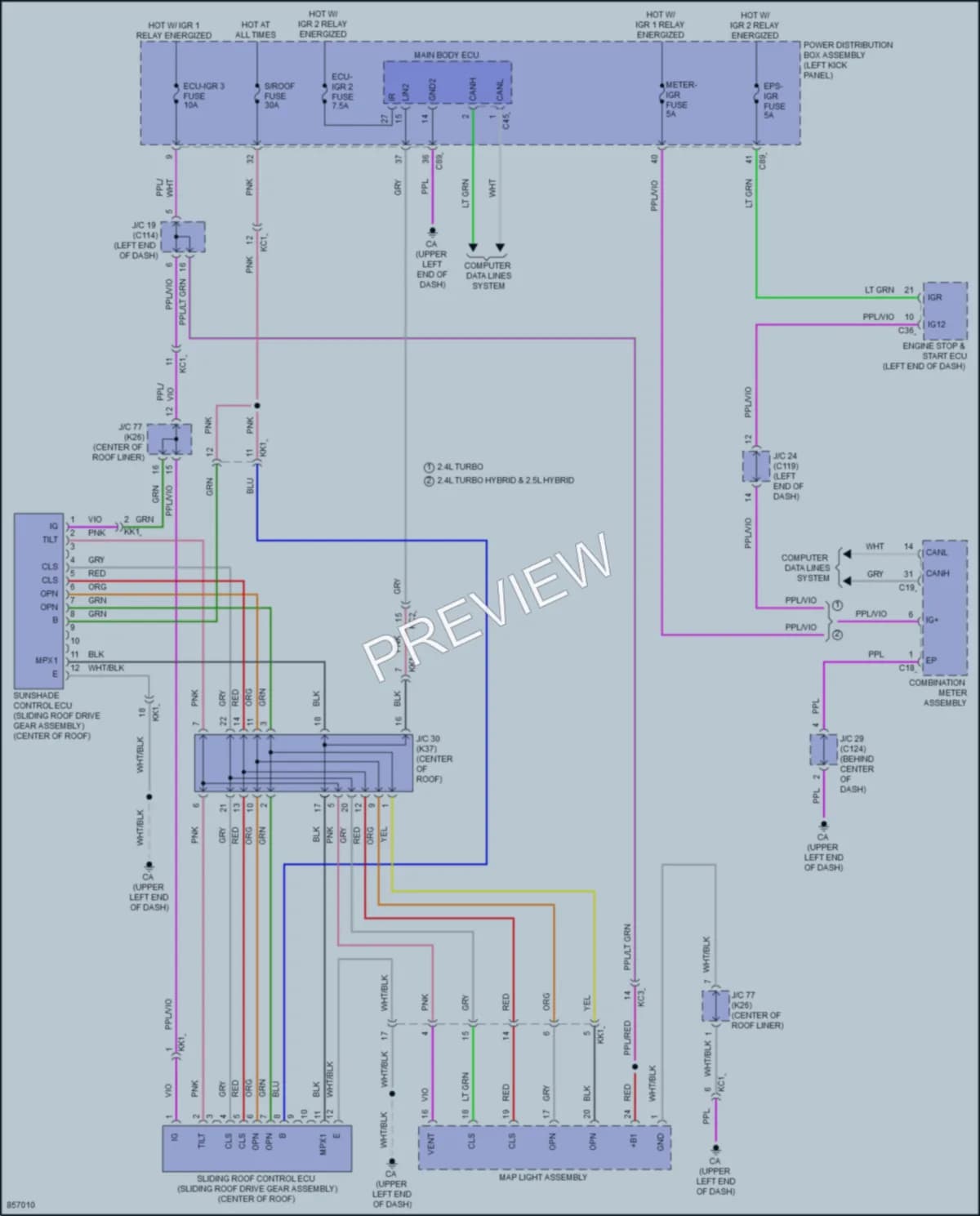 2024 Toyota GrandHighlander Power Top Sunroof wiring diagram preview