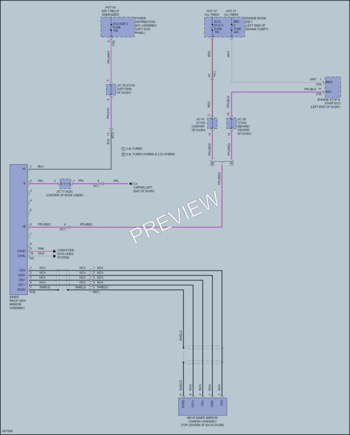 2024 Toyota GrandHighlanderHybrid Power Mirrors wiring diagram preview