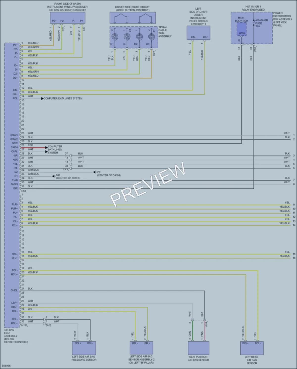 2024 Toyota GrandHighlanderHybrid Supplemental Restraints wiring diagram preview