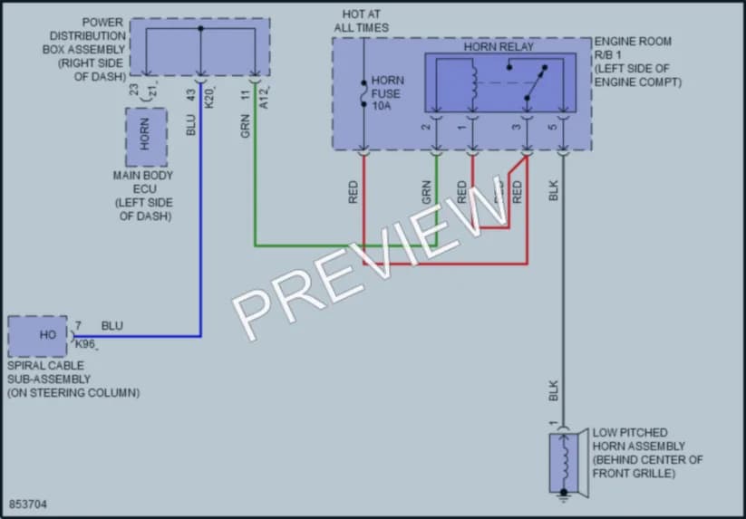 2024 Toyota PriusPrime Horn wiring diagram preview