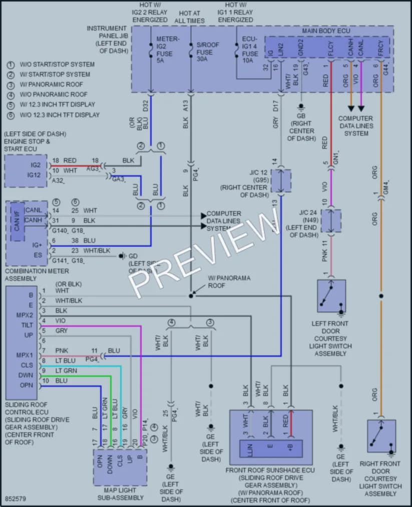 2024 Toyota RAV4 Power Top Sunroof wiring diagram preview